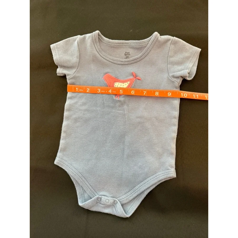 Yoga Sprout Blue Bird Applique Cotton Short Sleeve Bodysuit 18M